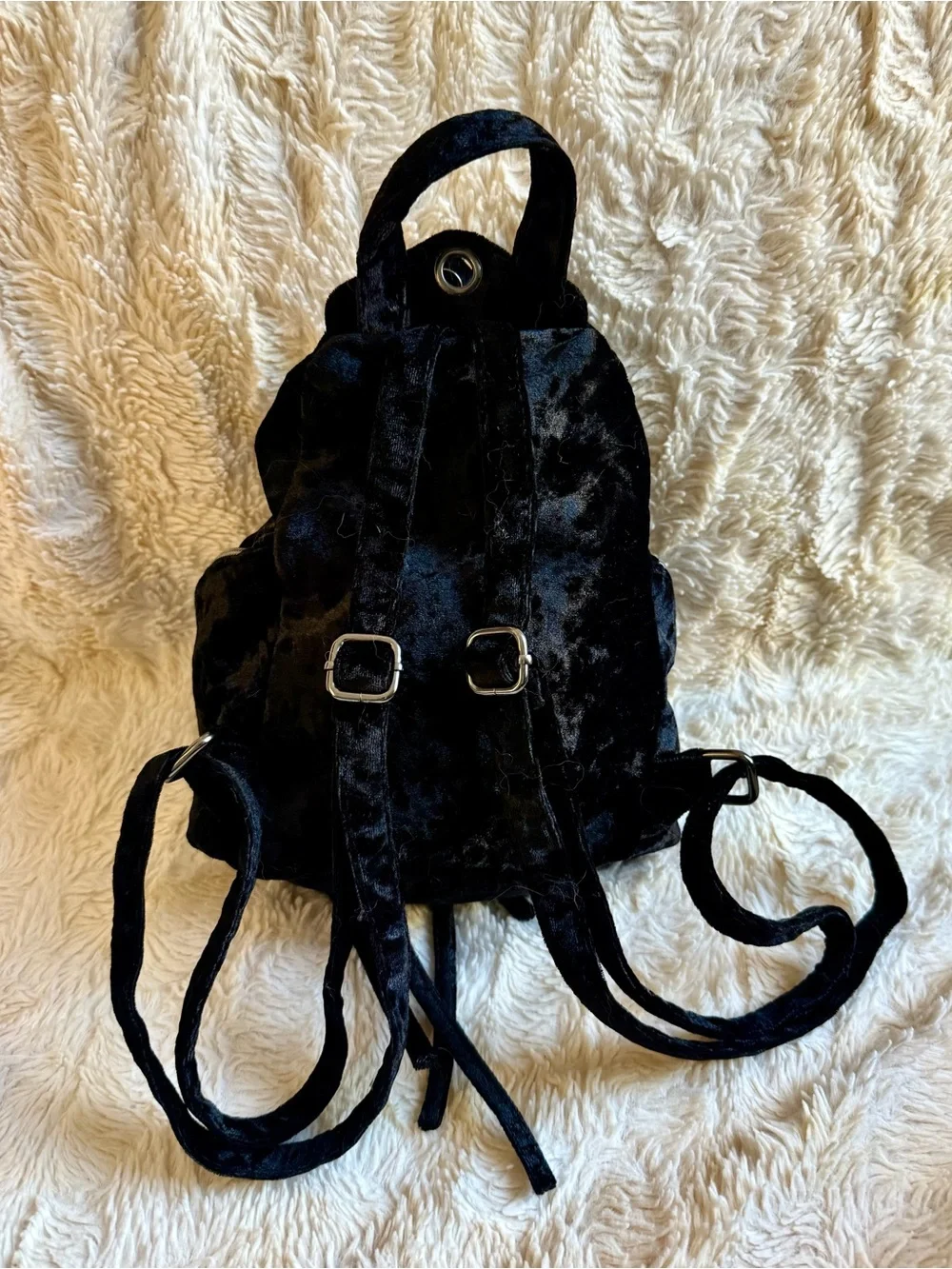 Velvet Mini Crushed Velvet Backpack - Blackpack --Like New!